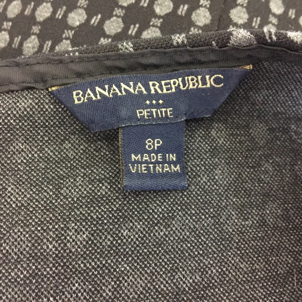 Banana Republic Dress 8P Black Gray Polka Dot Knit Tab Shoulder Cap Sl Casual - Picture 5 of 7